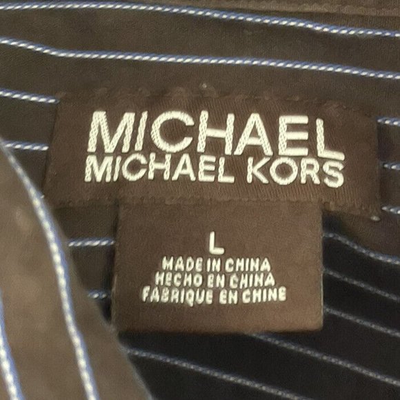 Michael Kors Shirt Mens 15.5 32/33 Blue Button Front Dress Plaid Check Cotton - Picture 4 of 6